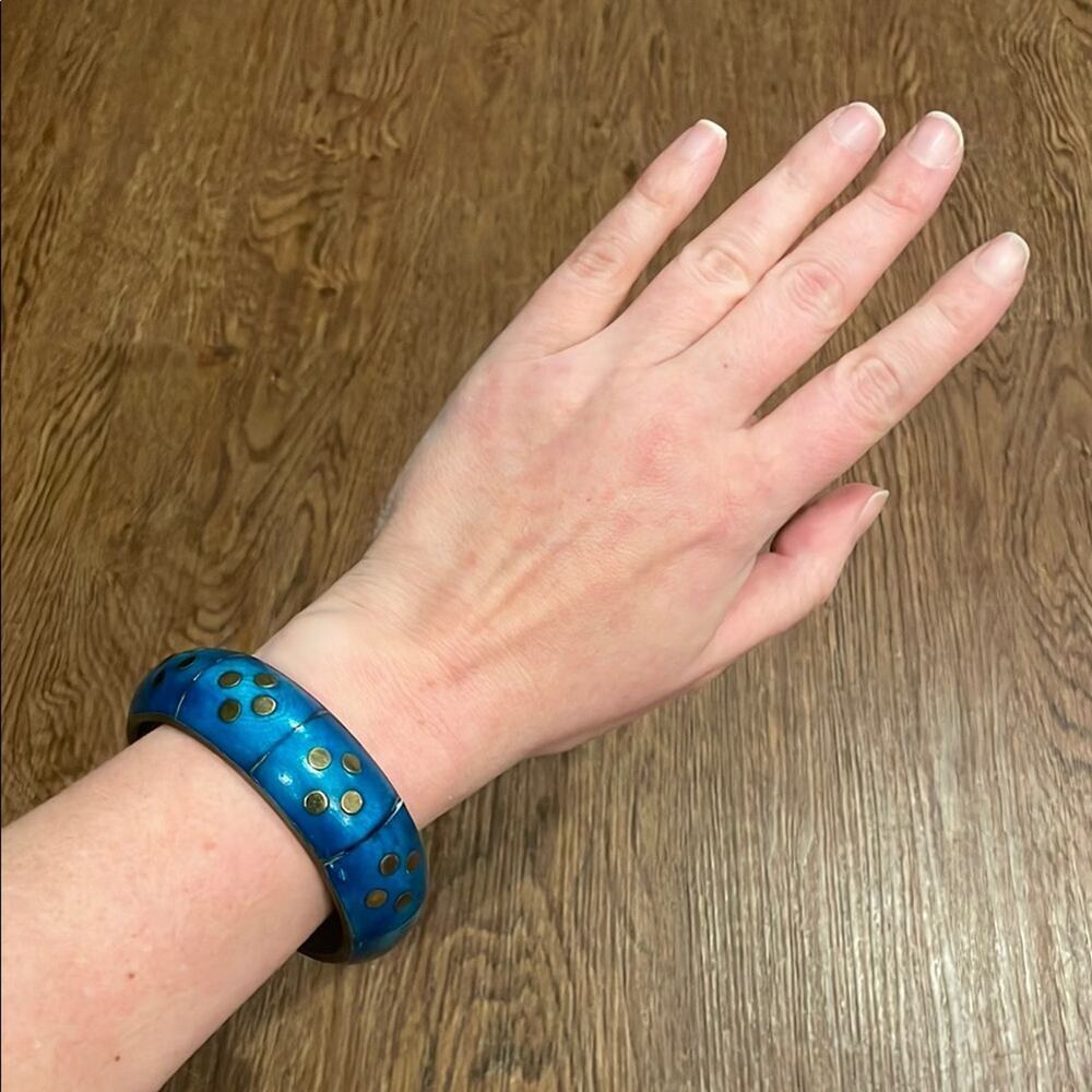TARGET Turquoise Wooden Bangle Bracelet with Brass Details